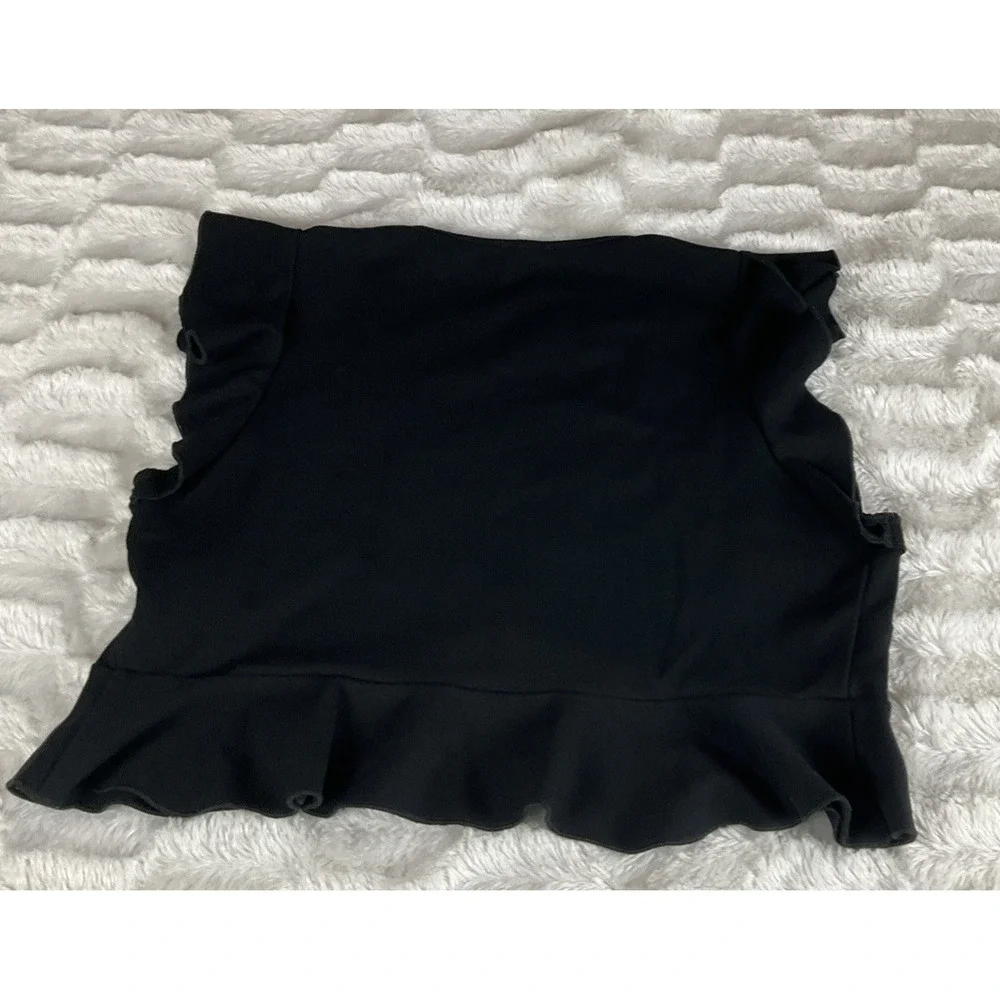 Free People Intimately Free Size L Black Ruffle V Neck Crop Top